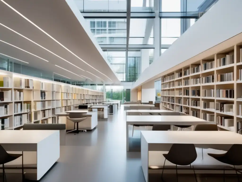 Biblioteca universitaria moderna con luz natural Acceso a información universitaria en biblioteca moderna