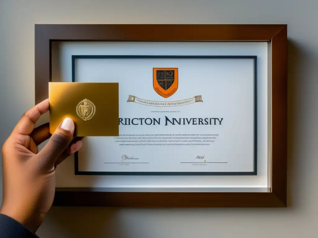 Elegancia y emoción: Carta de aceptación de Princeton Guía de admisiones en Princeton: mano estudiante con carta aceptación dorada, prestigio y emoción