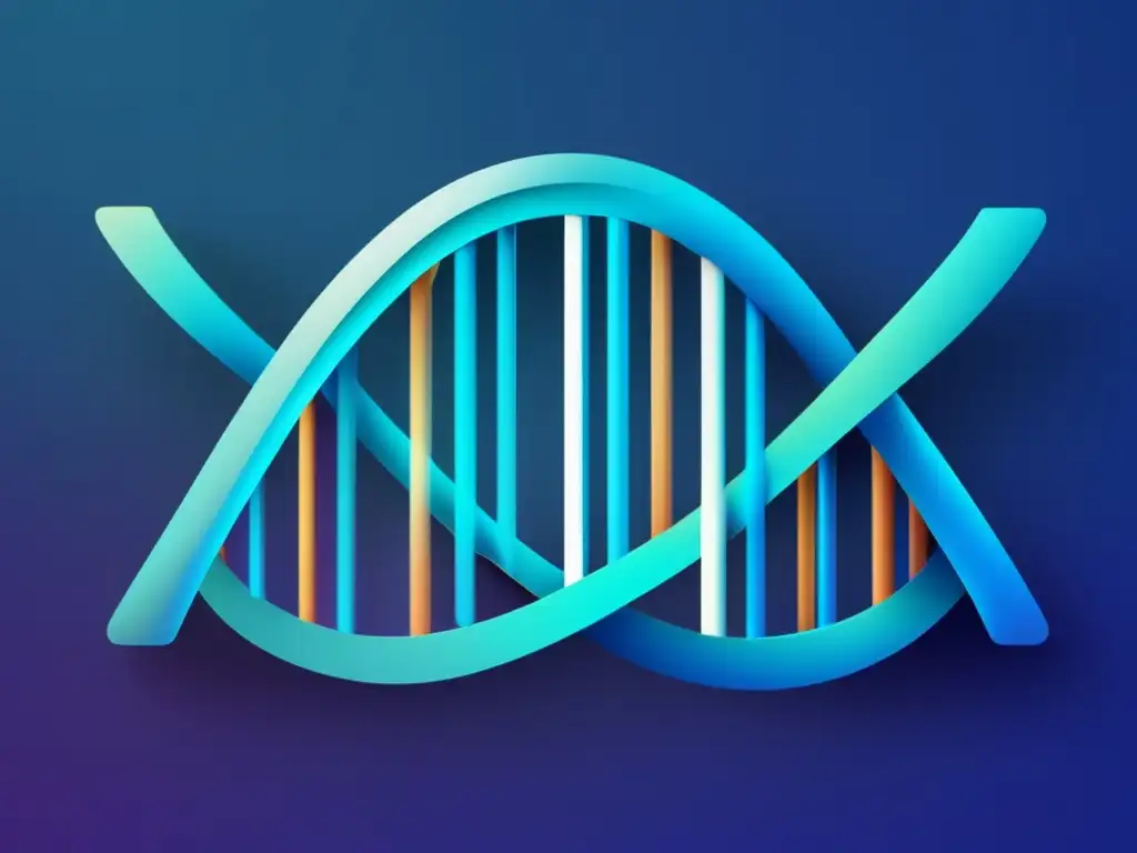 Elegante estructura de ADN en colores vibrantes Dominar biología para admisiones universitarias: Imagen detallada y moderna de una estructura de ADN con colores vibrantes y detalles intrincados