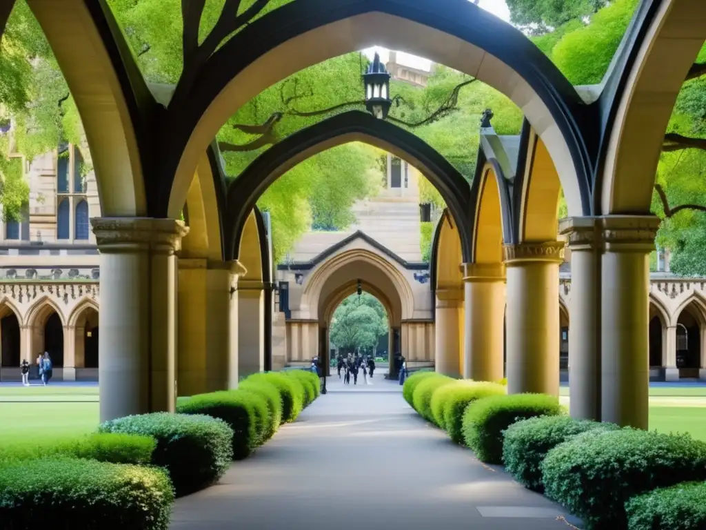 Arco de piedra icónico de la Universidad de Melbourne Admisiones universitarias en Melbourne: Tradición y modernidad combinadas