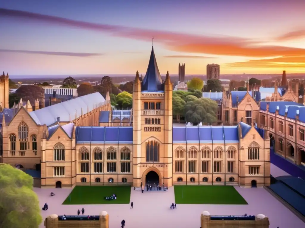 Universidad de Melbourne al atardecer Admisiones universitarias en Melbourne: Tradición y modernidad combinadas