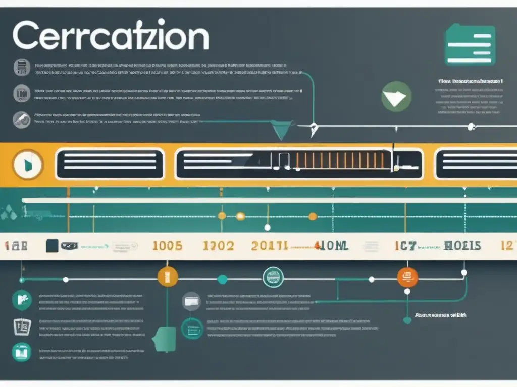 Timeline de curriculum digital Guía admisiones universitarias multimedia: imagen cronológica minimalista con íconos representando elementos multimedia en currículums