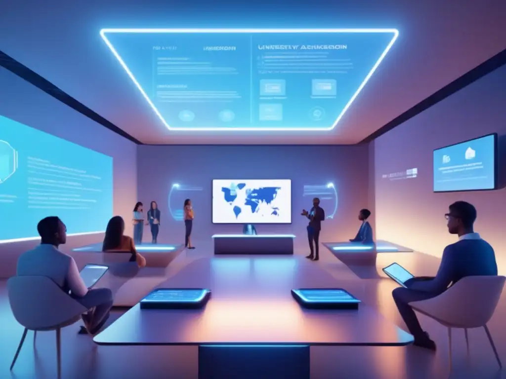 Transformación educativa con IA Transformación de admisiones universitarias con IA: Futuro virtual educativo con hologramas, IA y colaboración estudiantil