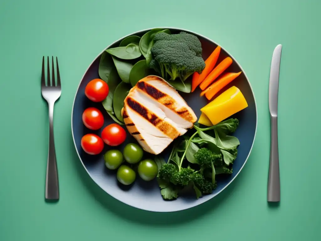 Plato equilibrado con alimentos nutritivos y coloridos Alimentos balanceados para rendimiento académico