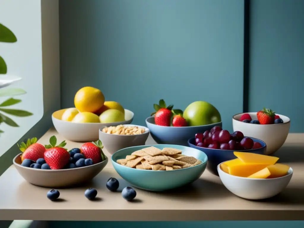Escritorio moderno con snacks saludables Alimentos para mejorar rendimiento estudiantil: escritorio moderno con snacks saludables