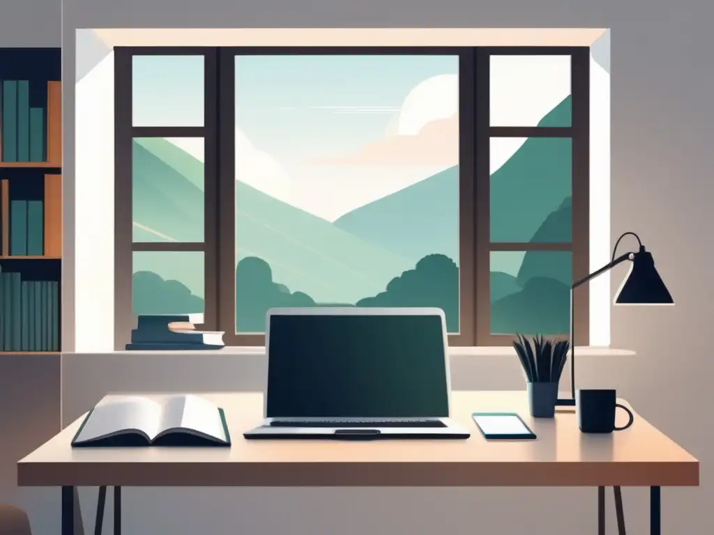Ambiente de estudio sereno Ambiente de estudio minimalista y moderno con técnicas de disciplina para estudiantes universitarios
