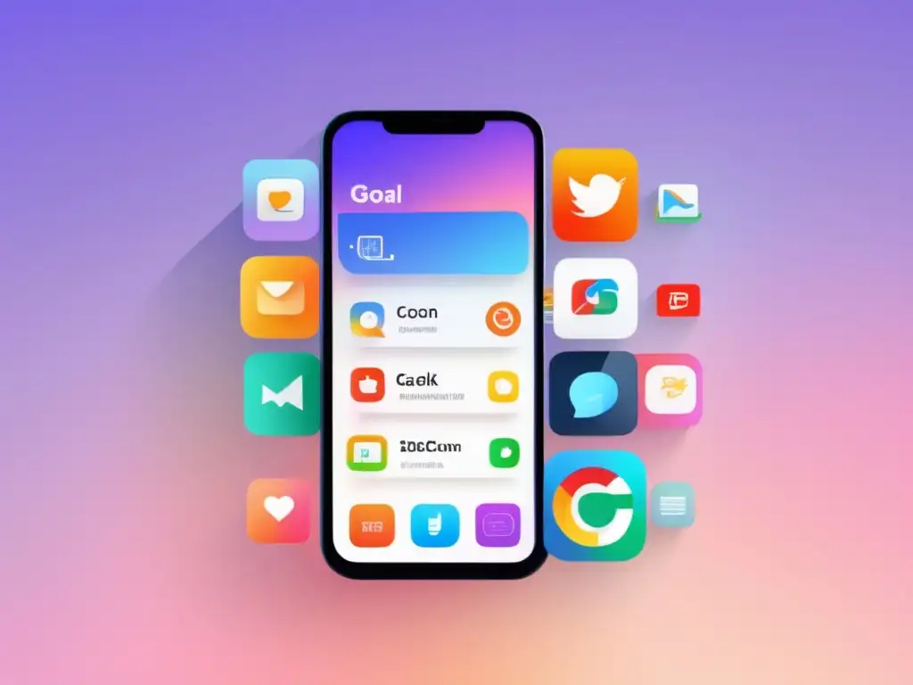 Smartphone organización eficiente Apps de organización para estudiantes universitarios, smartphone con iconos coloridos de apps de organización