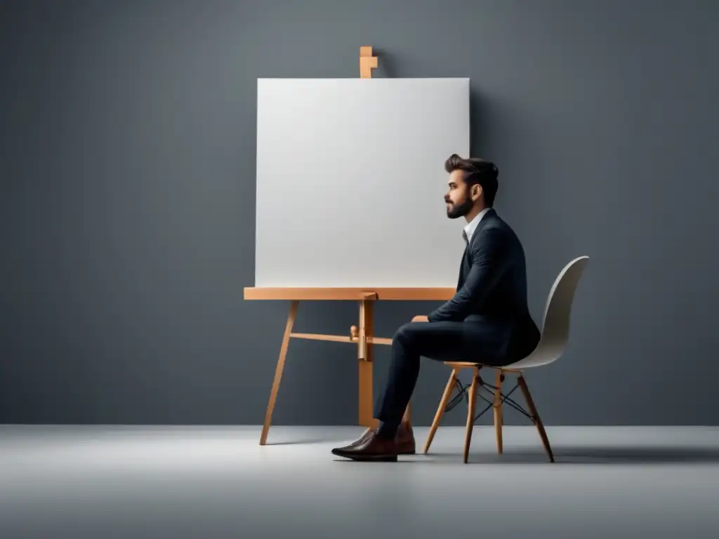 Joven artista seguro frente a un lienzo en blanco Artista seguro y preparado para entrevistas universidades arte