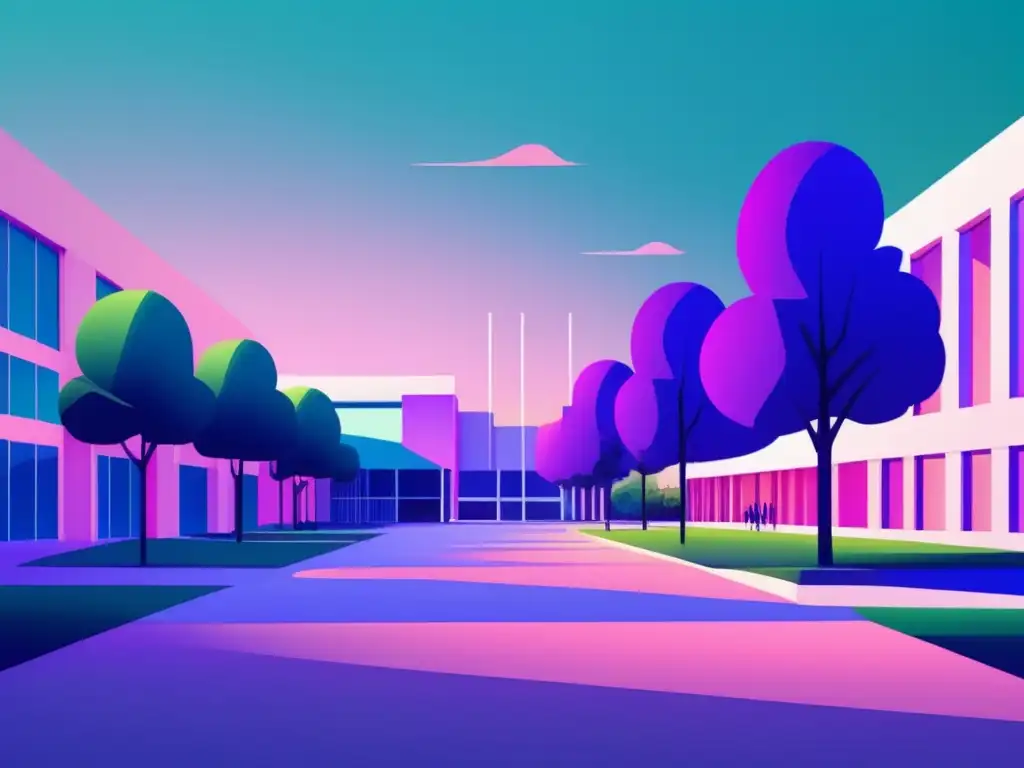 Universidad al atardecer Guía de asesoría para admisiones universitarias en un campus moderno al atardecer