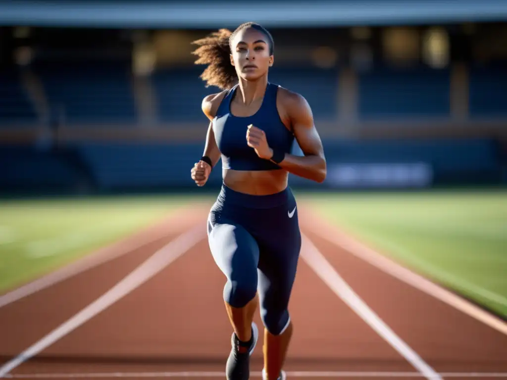 Atleta femenina en estadio universitario Atleta femenina en estadio universitario, oportunidades para atletas internacionales en universidades extranjeras con programas deportivos