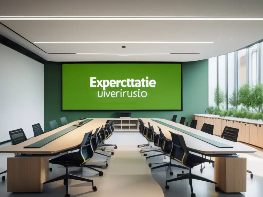 Moderna aula universitaria con estudiantes y profesor en debate Aula moderna y espaciosa en una universidad europea con vistas a un campus verde