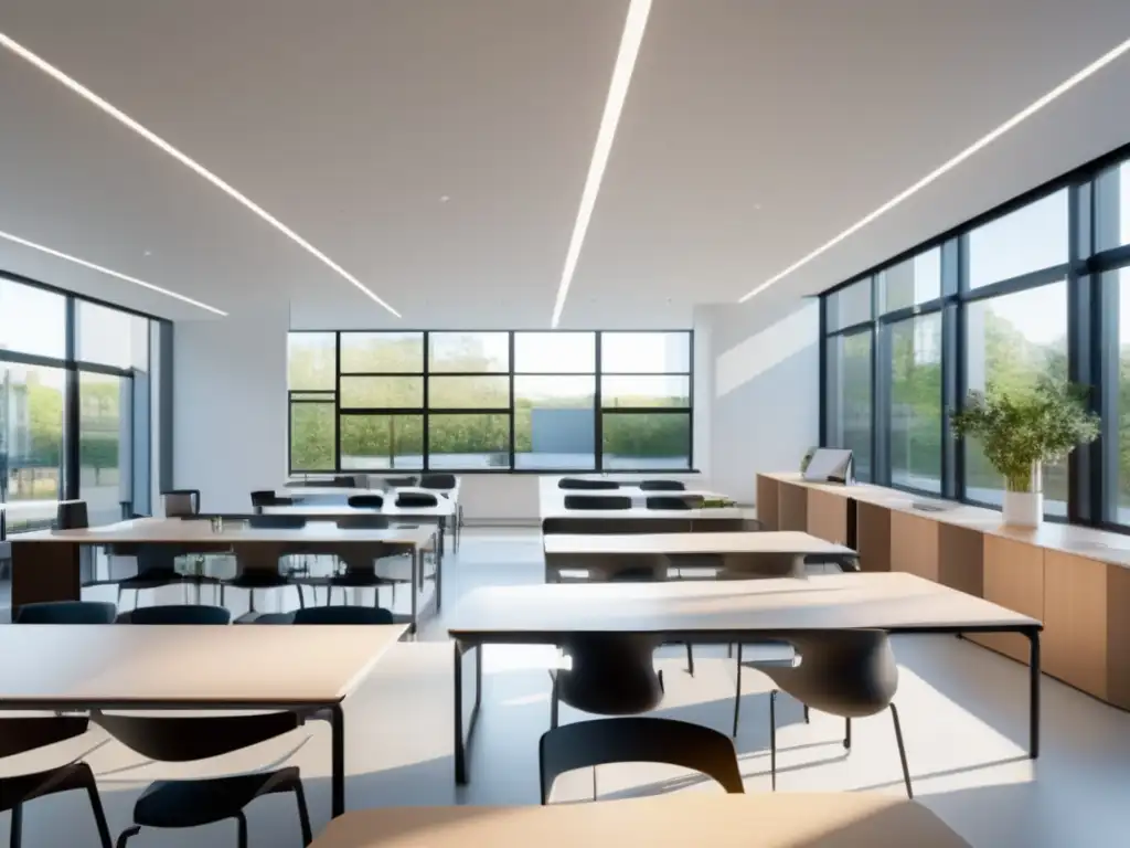 Aula moderna y minimalista con luz natural Aula moderna y minimalista para cursos preparatorios universitarios