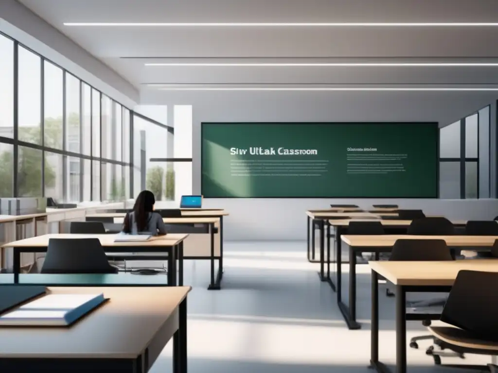 Espacio de clase minimalista y moderno Aula moderna y minimalista con luz natural y motivación