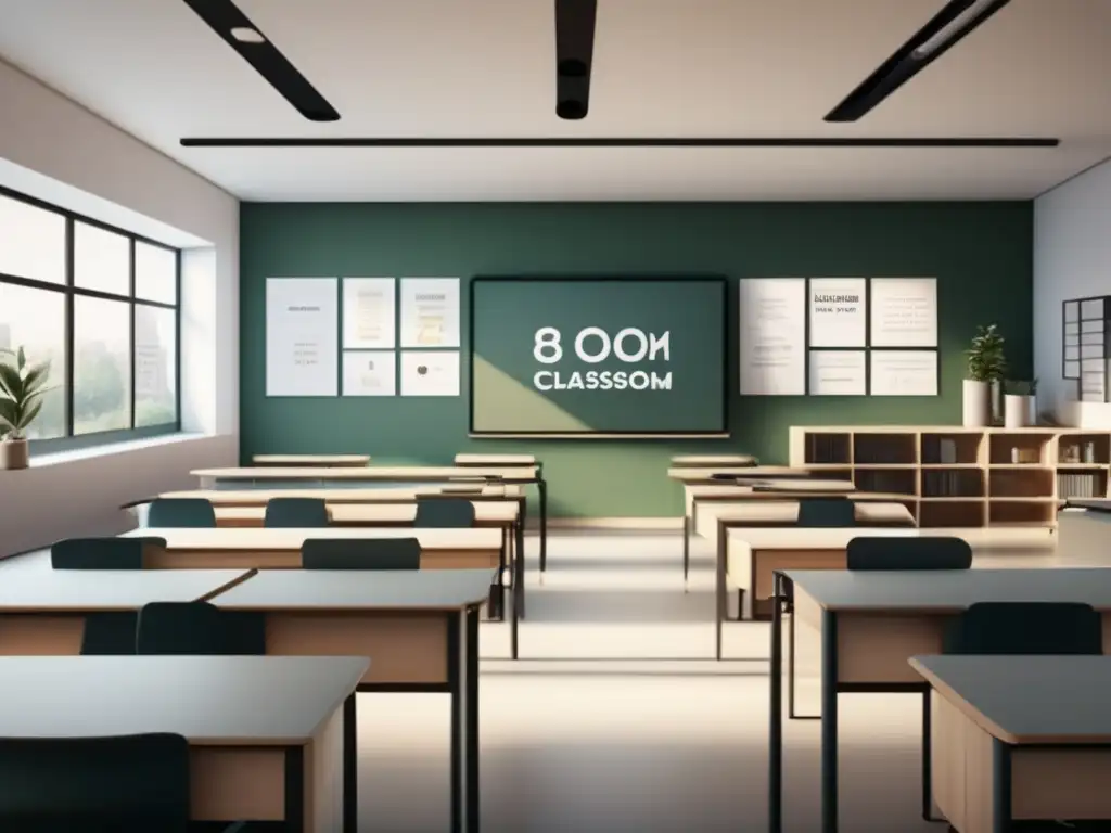 Aula moderna y minimalista con luz natural Aula moderna y minimalista para preparación preuniversitaria exitosa