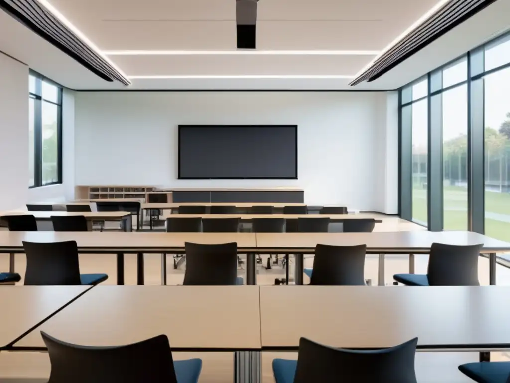 Aula moderna y minimalista con tecnología avanzada Aula moderna y minimalista con tecnología avanzada