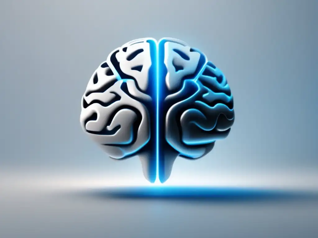 Diseño minimalista del cerebro humano con símbolos de crecimiento personal Autoconocimiento universitario: Imagen minimalista de un cerebro iluminado rodeado de símbolos de crecimiento personal