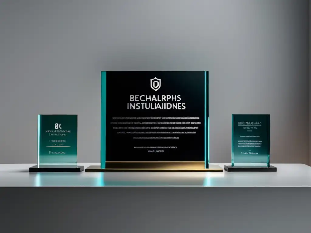 Escritorio futurista con becas Becas universitarias por mérito académico y deportivo en escena minimalista y moderna