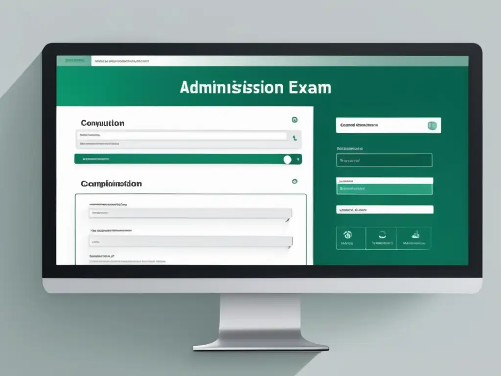 Examen de admisión online Beneficios de examen admisión online - Pantalla minimalista y moderna con preguntas y opciones organizadas en una interfaz elegante y eficiente