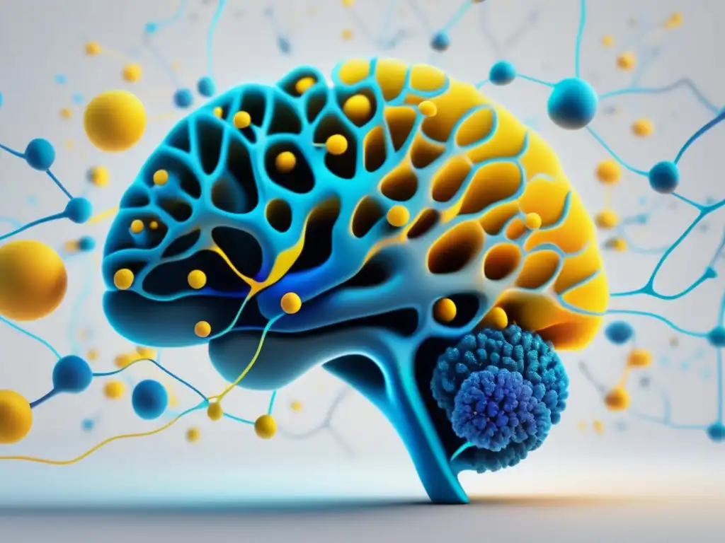 Sinapsis cerebrales interconectadas en fondo blanco Beneficios Flexibilidad Cognitiva en Universidad: Neurona colorida ilumina diseño minimalista 8K, resaltando conexiones neuronales