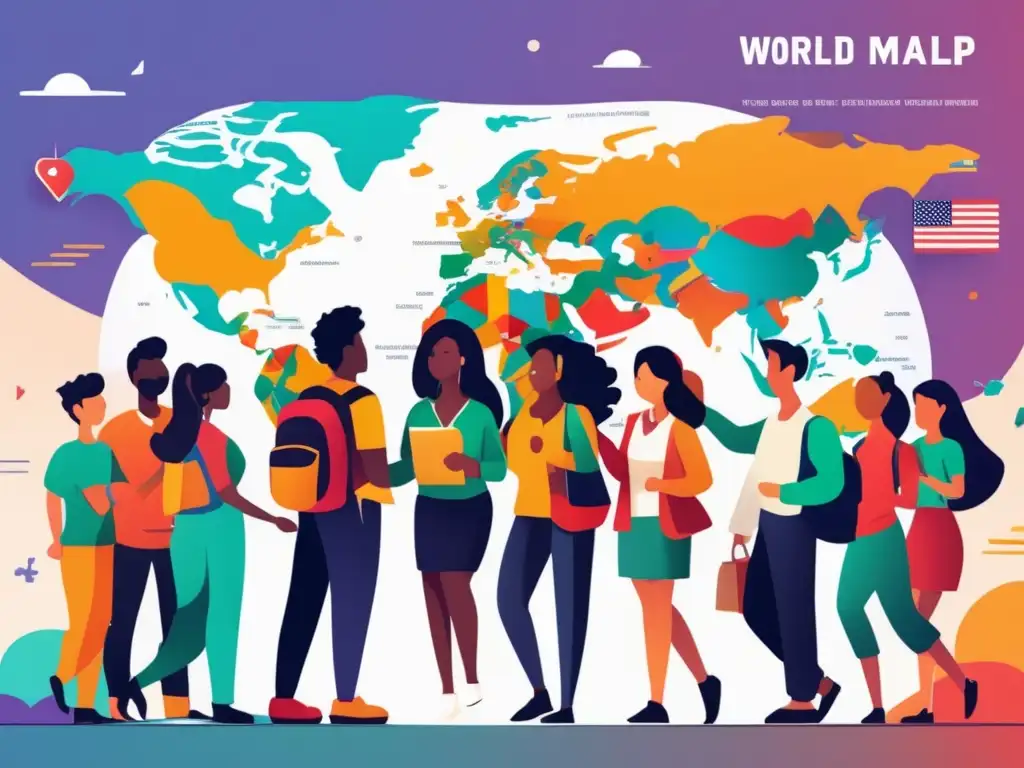 Estudiantes internacionales colaborando Beneficios intercambio estudiantes: diversidad, colaboración y conectividad global