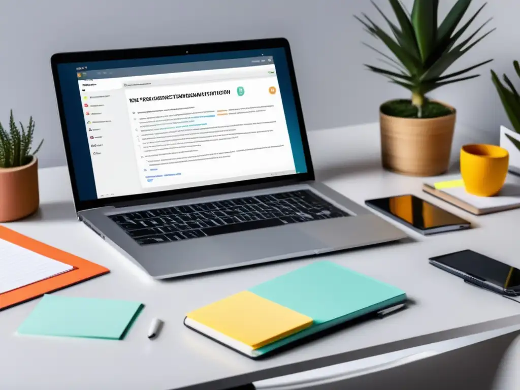 Escritorio minimalista con MOOCs Beneficios MOOCs admisiones universitarias: estudio organizado, motivación, recursos educativos