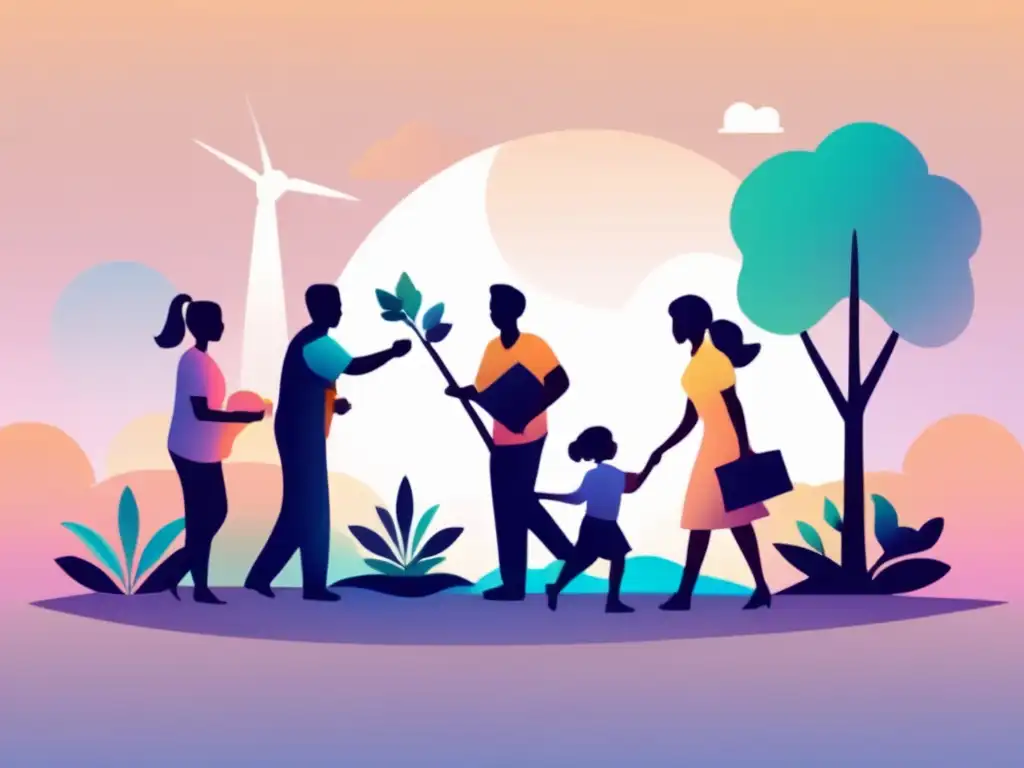 Voluntariado diverso y colaborativo Beneficios voluntariado en admisiones universitarias: ilustración minimalista con personas diversas realizando actividades de voluntariado