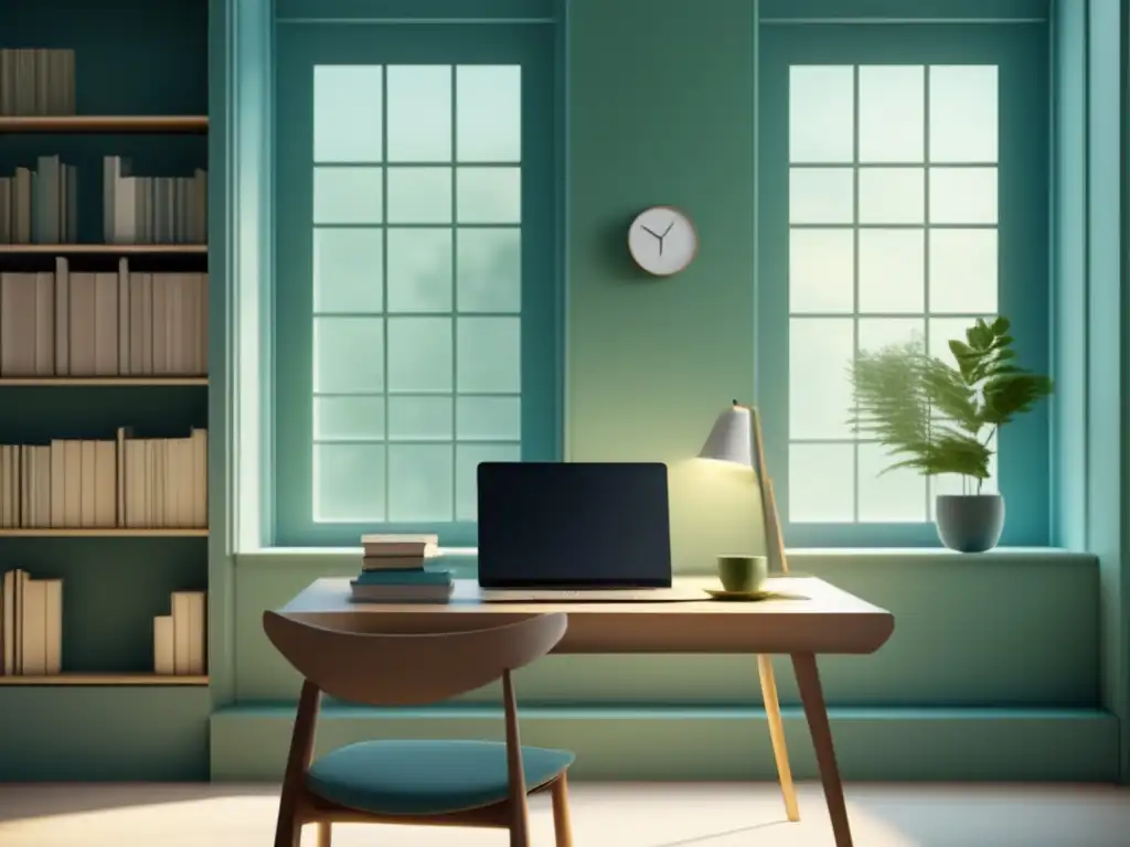 Espacio de estudio tranquilo y sereno Biblioteca serena y tranquila para concentración y claridad mental