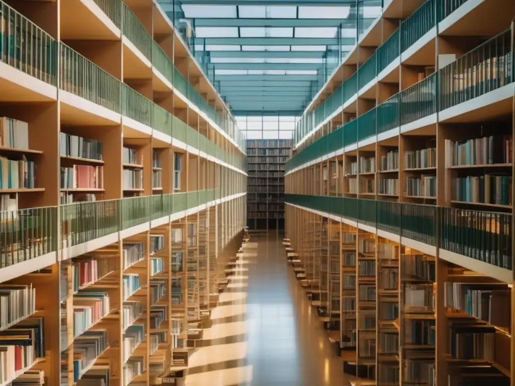 Biblioteca universitaria moderna y minimalista Biblioteca universitaria minimalista: libros organizados, estudiantes estudiosos