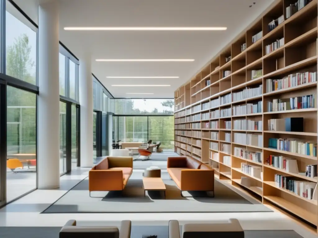 Biblioteca moderna y luminosa Biblioteca universitaria con recursos ocultos