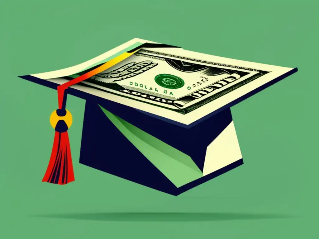 Gorro de graduación de billetes, simbolizando ayuda financiera Graduación en billetes: Ayudas financieras para deudas estudiantiles
