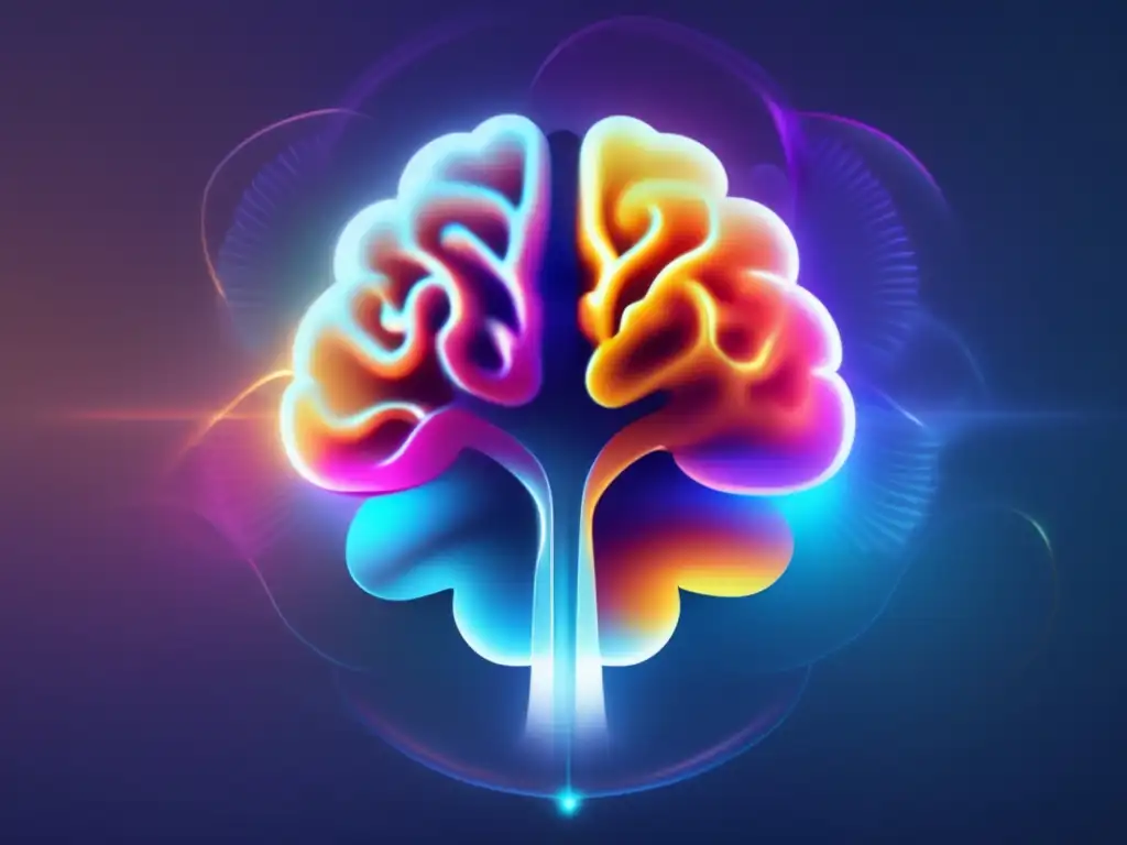 Cerebro vibrante y poderoso rodeado de conexiones Brain enérgico e interconectado con diseño moderno y elementos académicos, inspirando éxito universitario con Técnicas de PNL