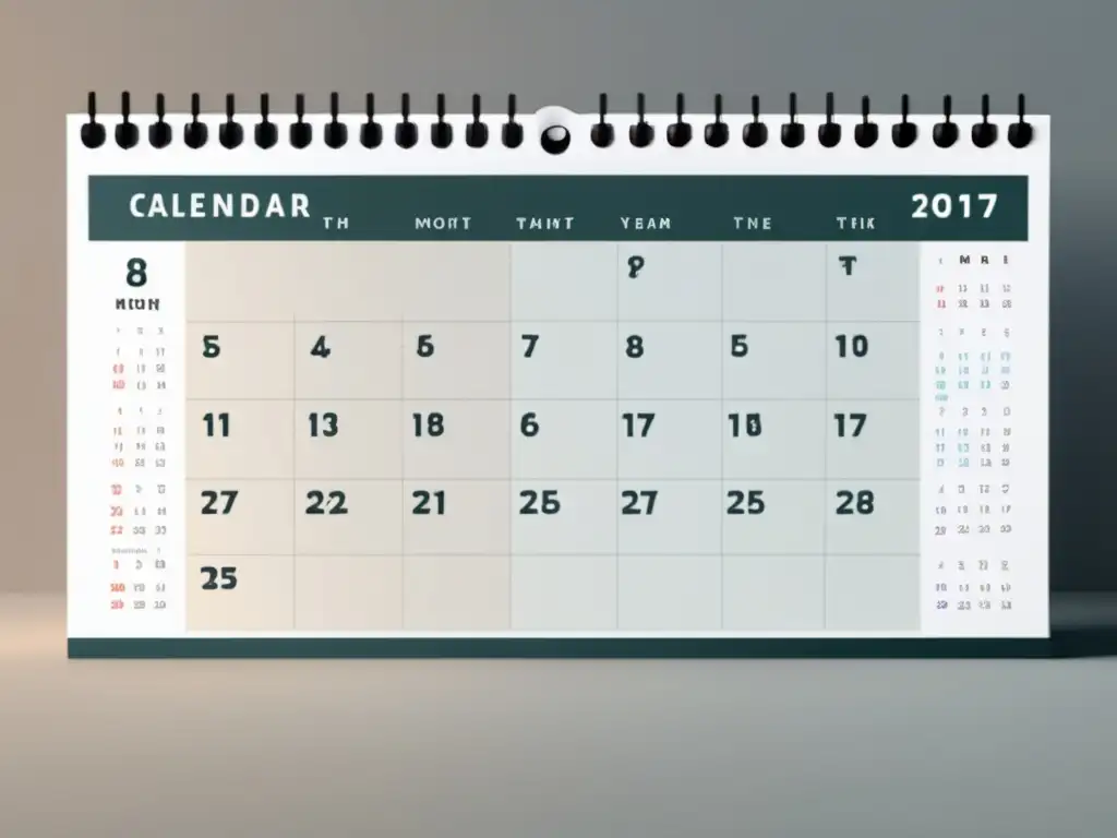 Calendario minimalista para planificación eficiente Calendario de admisiones universitarias internacionales: diseño minimalista y eficiente con meses y días organizados en una cuadrícula