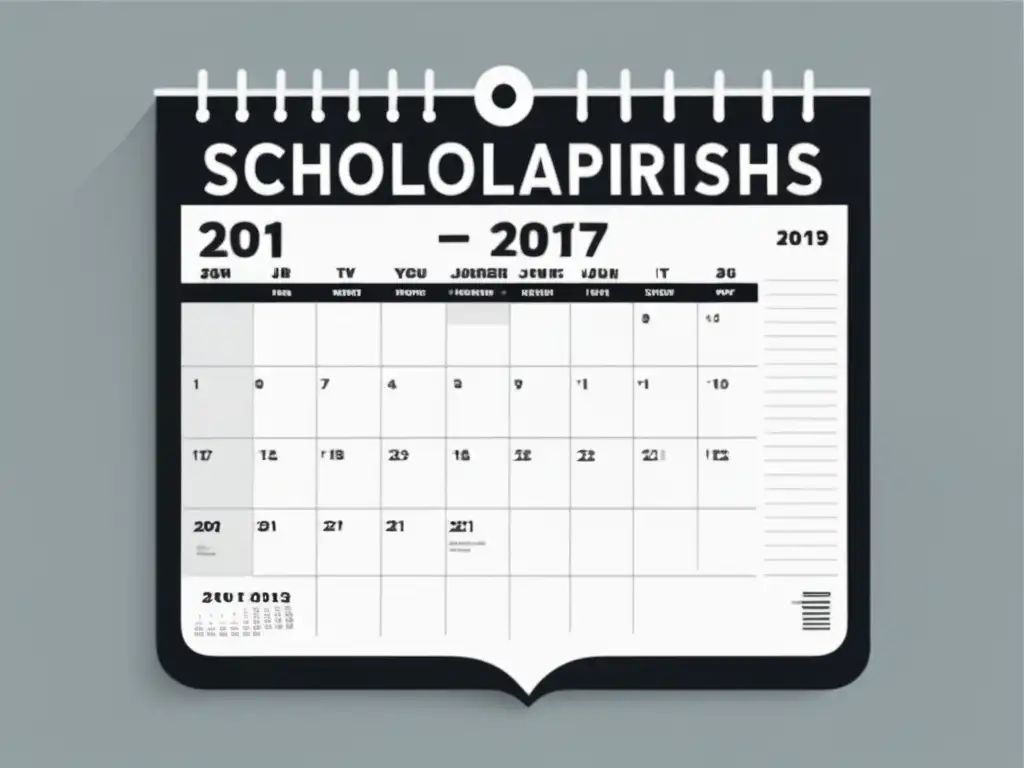 Calendario de becas universitarias Calendario con fechas destacadas para solicitar becas universitarias