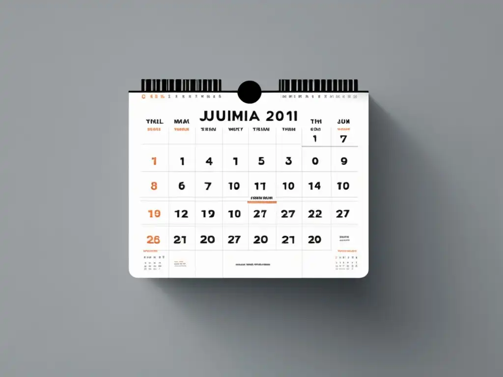 Calendario minimalista y moderno con diseño de 8k Calendario minimalista y moderno con diseño ultradetallado (Planificación admisiones universitarias cursos online)