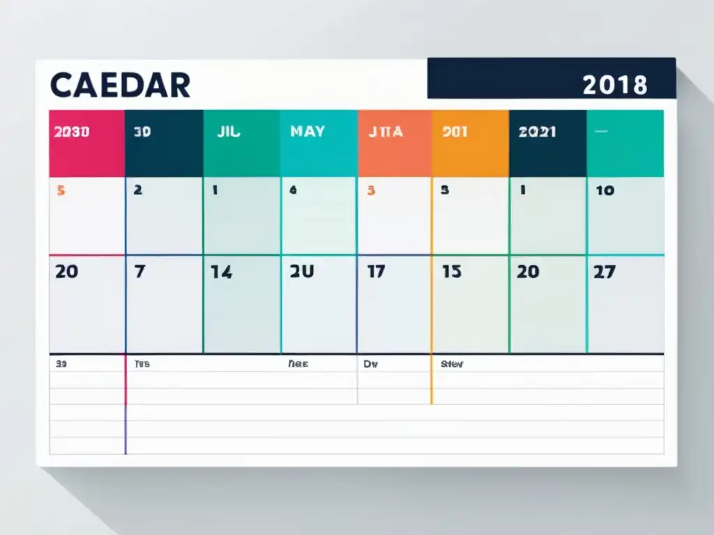 Calendario minimalista y moderno Calendario moderno y minimalista con colores vibrantes