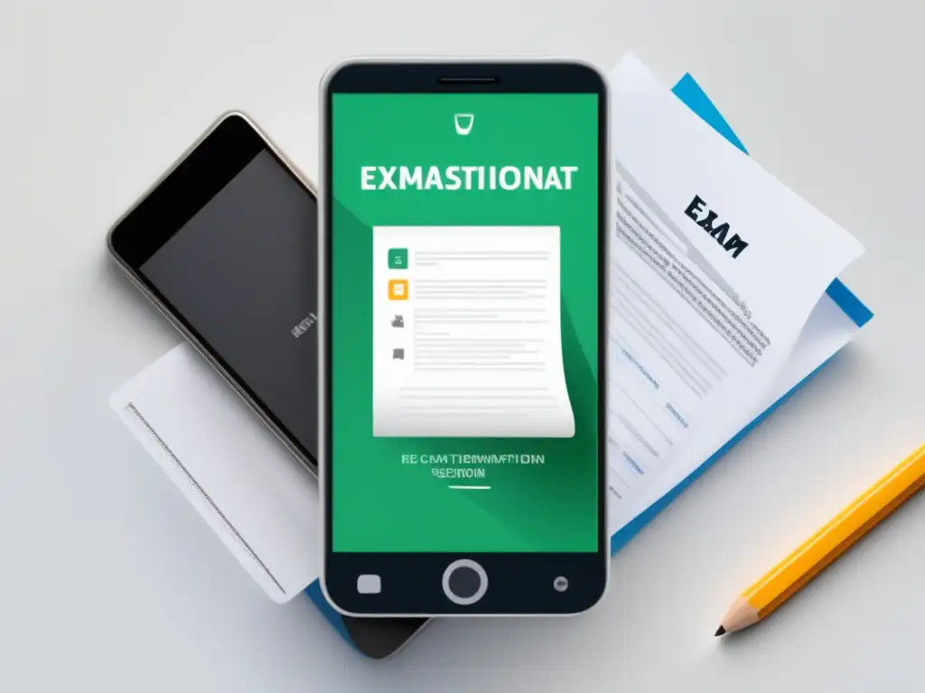 Smartphone educativo en escritorio Cambios en exámenes universitarios por smartphones: integración de tecnología móvil en la educación