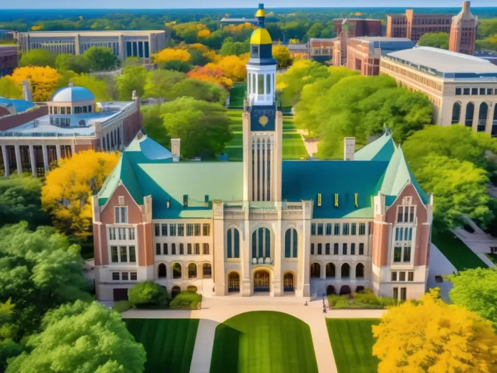 Hermosa imagen de la Universidad de Michigan y su campus Campus de la Universidad de Michigan en día soleado - Consejos admisión Universidad Michigan