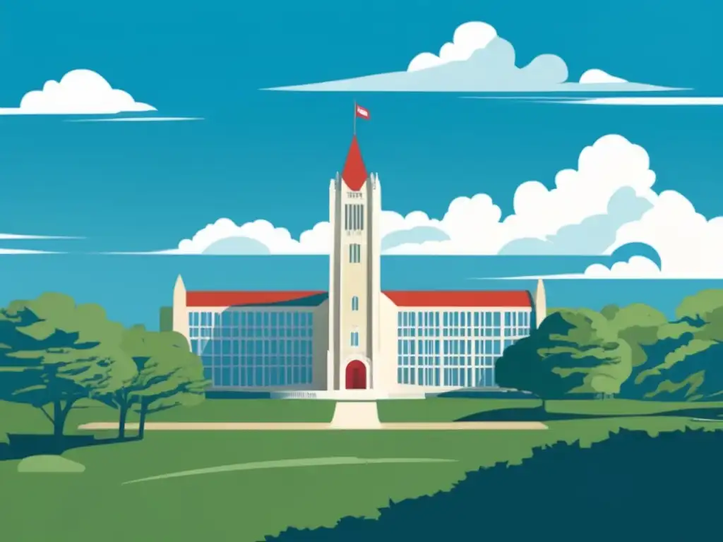 Campus icónico de Cornell en paisaje sereno Campus icónico de Cornell: estilo minimalista y sereno, evocando excelencia académica y estrategias de admisión efectivas
