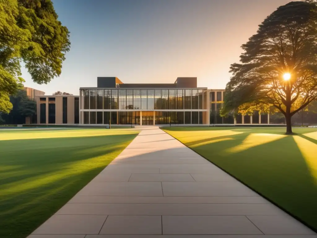 Campus universitario al atardecer Univ