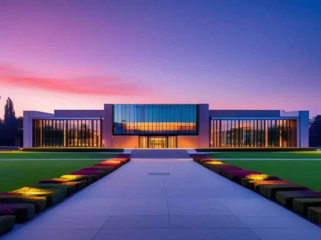 Campus universitario al atardecer Campus universitario al atardecer, reflejando la importancia de los contactos en admisiones universitarias