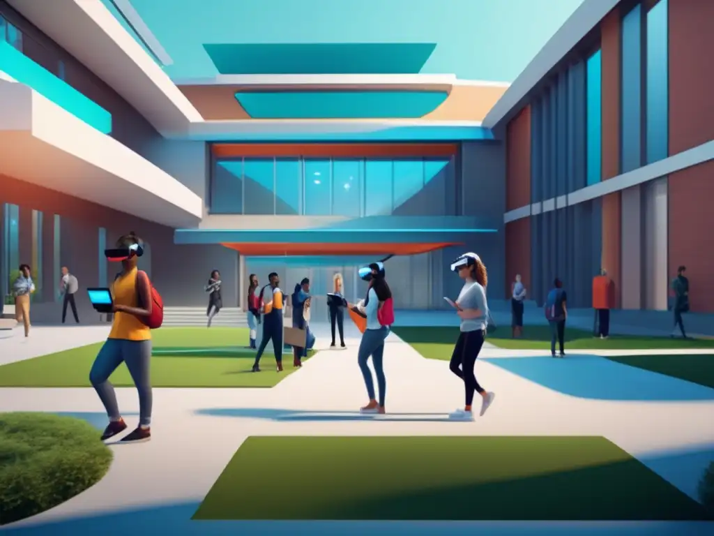 Experiencia inmersiva en VR para universitarios VR tour de campus universitario en 8k: estudiantes utilizando realidad virtual para explorar la universidad