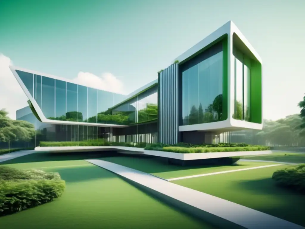 Campus universitario futurista y minimalista en armonía con la naturaleza Campus universitario futurista y minimalista con arquitectura moderna y naturaleza