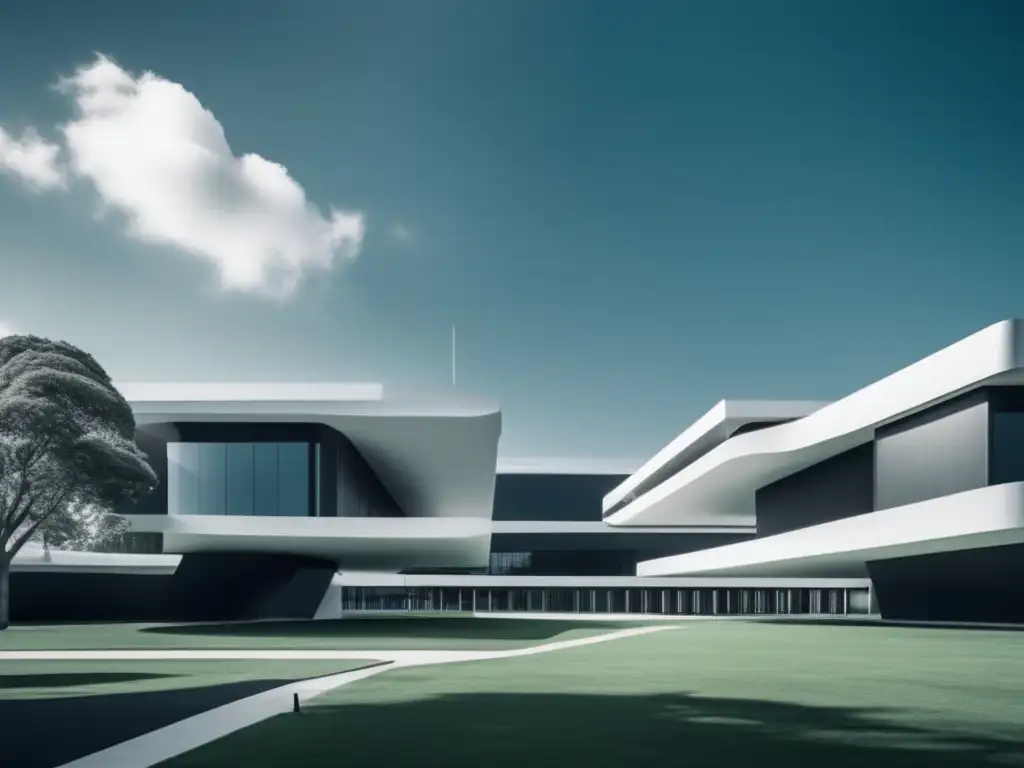 Campus universitario futurista con arquitectura minimalista Campus universitario moderno y futurista con arquitectura minimalista