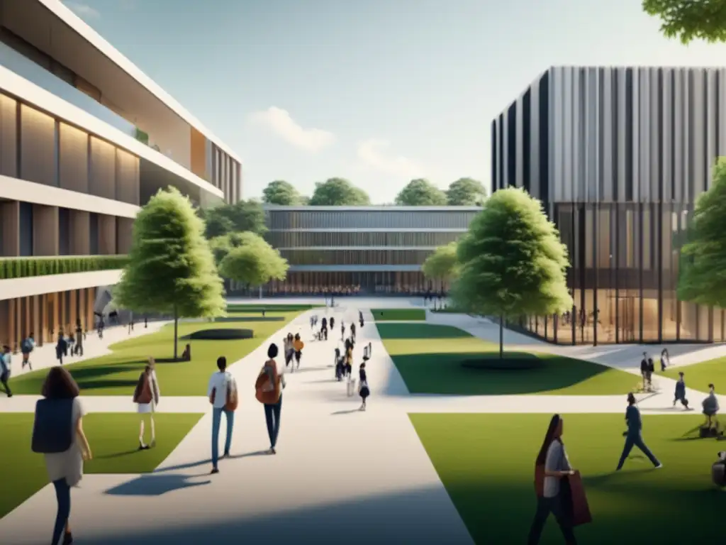 Un campus universitario moderno y minimalista Campus universitario moderno y minimalista con becas universitarias