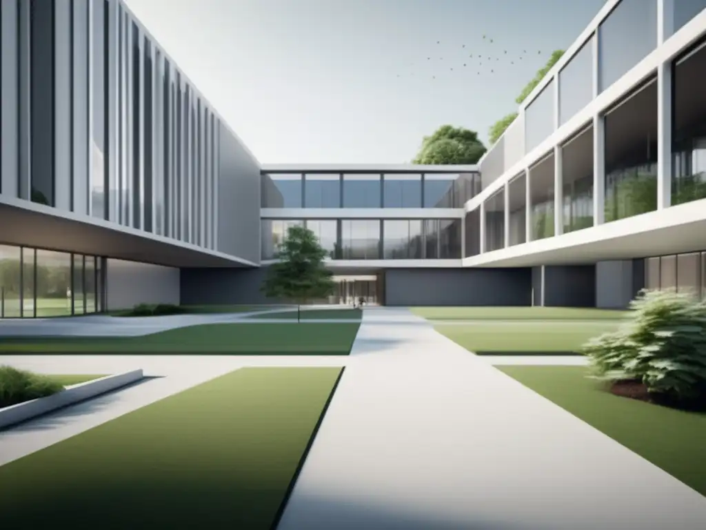 Moderno campus universitario con diseño contemporáneo Campus universitario moderno y minimalista: Proceso de admisiones universitarias estratégicas