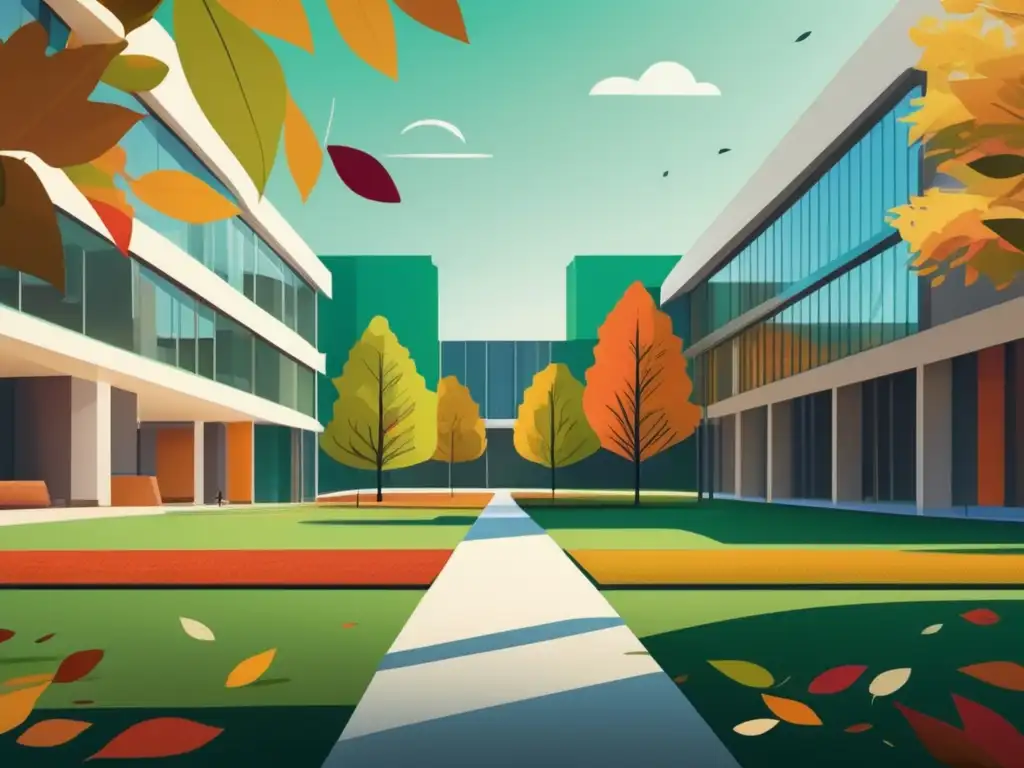 Campus universitario en otoño: armonía y modernidad Campus universitario en otoño: Preparación adecuada para exámenes universitarios