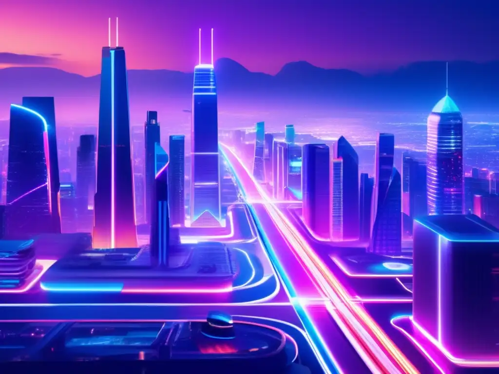 Ciudad futurista: luces neon, autos autónomos - Ciudad futurista nocturna: Cambios en las admisiones universitarias por la revolución STEM