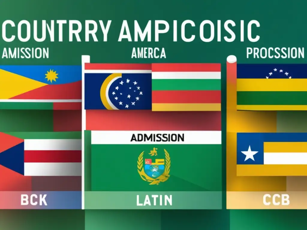 Procesos de admisión universitaria en Latinoamérica Comparativa admisión universidades América Latina: Procesos de admisión en 3 países representados por sus banderas y símbolos
