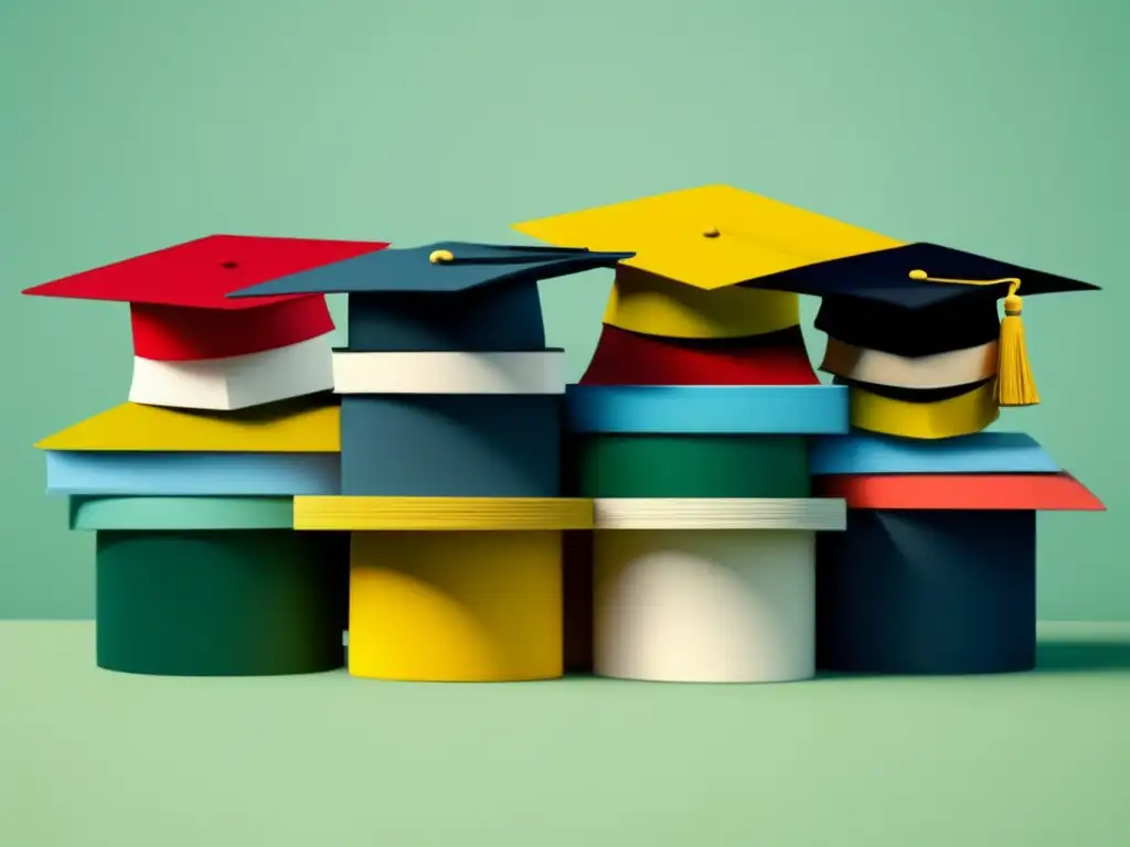 Graduaciones universitarias en diferentes colores y tamaños Comparativa rankings maestrías universitarias: variedad de gorros de graduación en colores y tamaños, organizados y profesionales