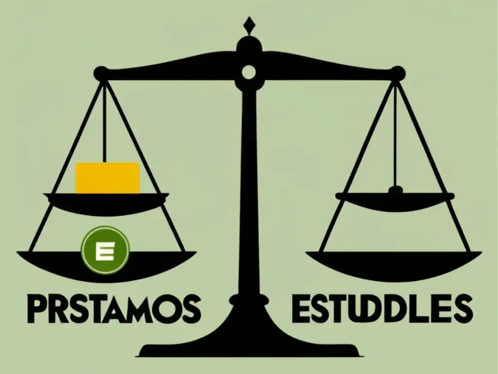 Equilibrio financiero: Subsidios vs Préstamos Estudiantiles Comparativa subsidios préstamos estudiantiles: imagen moderna de una balanza equilibrada con dinero y libros